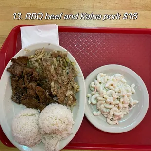 bbq beef and kalua pork $16