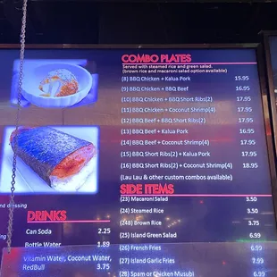 Menu as of Oct 2022