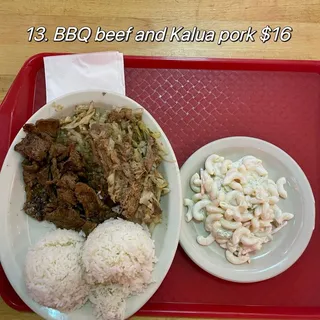 13. BBQ Beef and Kalua Pork Combo Plate