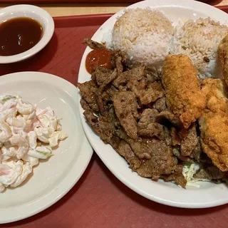 14. BBQ Beef and 4 Coconut Shrimp Combo Plate