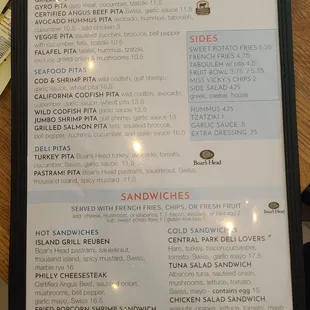 menu