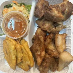 Creole Griot and Fried Plantains with Piklez