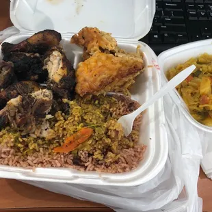 Jerk chicken with sides