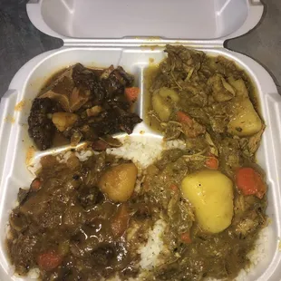 Half Oxtails, Half Curry Chicken W/ Steam White Rice