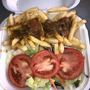 Fresh Vegetables W/ Fries and oxtail Gravy