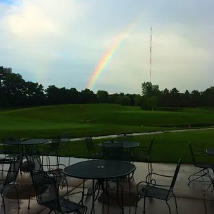 A beautiful rainbow stretching over our fairway at Island Lake Golf Course.