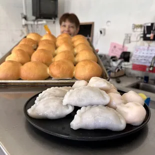 a woman in the background