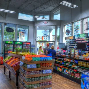 people shopping in a grocery store