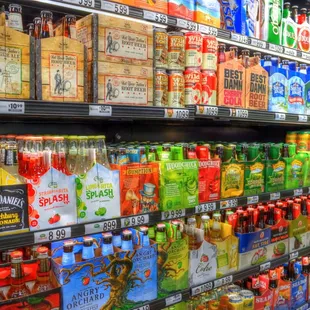 a variety of beverages on display