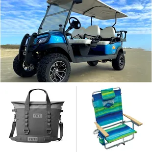 Get the Beach Ready package and get a cart, Tommy Bahama beach chairs and a YETI Hopper cooler at a discounted rate!