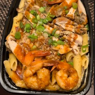 Jerk chicken and Jerk Shrimp &amp; Chicken Alfredo