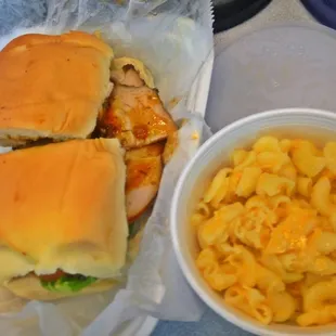 jerk chicken sandwich lunch special (side, sandwich, and fountain drink) $6.63 after tax