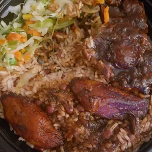 This is Oxtails with extra gravy and red beans with rice.