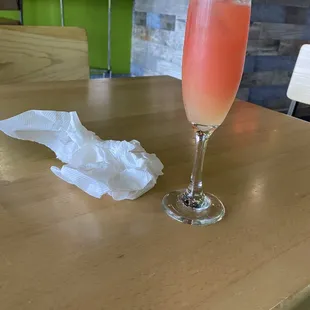 A drink of ginger and something else. I forget what else. I didn't order this. She gave it to me for my wait.