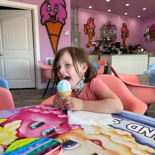 Inside seating area, single scoop cone