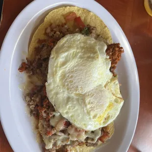 huevos rancheros with chorizo (SO GOOD)