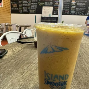 Orange creamsicle smoothie plus chia and flax seeds