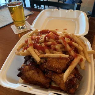 Wings and fries.  $12.