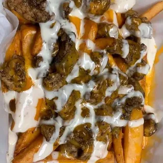 Jerk Chicken Cheddar Cheese Fries Midnight Delight