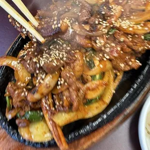 Spicy pork and squid