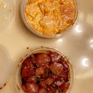 Ahi Poke and spicy SALMON POKE