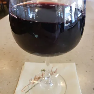 Nice pour of house Merlot for a partially liquid lunch!
