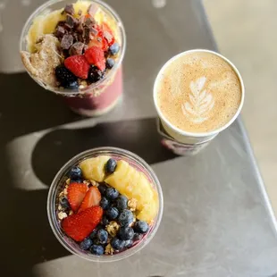 Original açaí bowl, Hawaiian honey latte