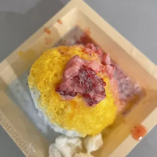 Mingo, coconut, and strawberry shave ice