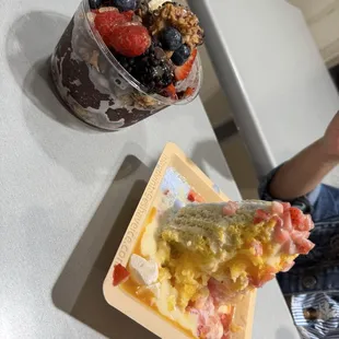 Acai bowl, rainbow shaved ice cream