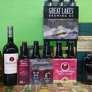 a selection of wines and beers