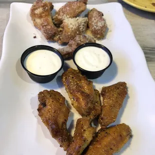 Half garlic parm half Buffalo lemon pepper!!!