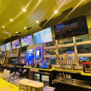 the bar and televisions