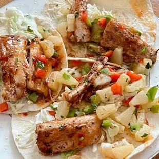 Maui Wowwie Mahi Tacos Trio. It's a Wowwie alright-LOL. The avocado and zesty pineapple pico pairs very well with the fish.