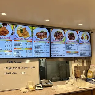menus on the wall