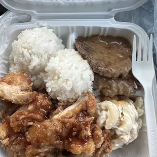 The actual To go plates are small , almost same length as fork. Portions are very small but hard to tell in photo since plate is mini sz.