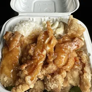 Honey Garlic Chicken - mini plate w/rice &amp; mac