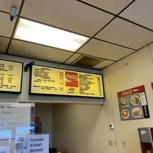 menus on the wall