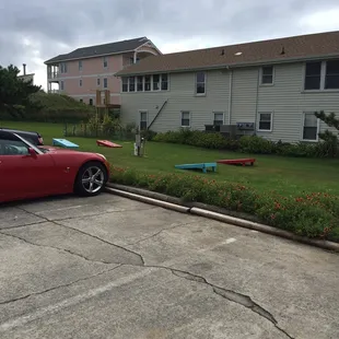 Cornhole boards provided