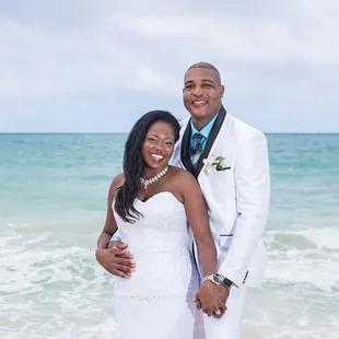 Happy Bride &amp; Groom just married at Waimanalo Bay.