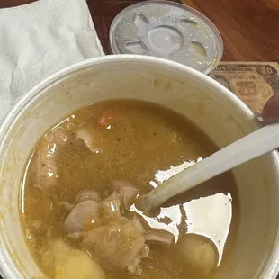 Soup with chicken carrot potato oxtail