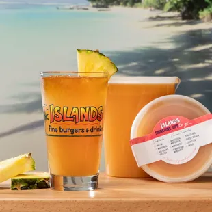 a pint of beer and a pint of pineapple