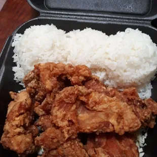 Regular garlic chicken plate, all rice... it's bomb!!!