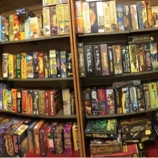 Massive nook full of open games to try out in the store before you buy