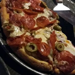 Pepperoni and green olives