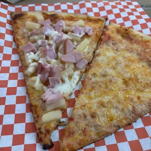 Hawaiian Pizza and Cheese Pizza