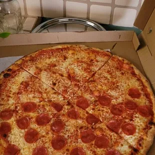 A giant super thin pizza with exactly one tablespoon of sauce to cover the whole thing.