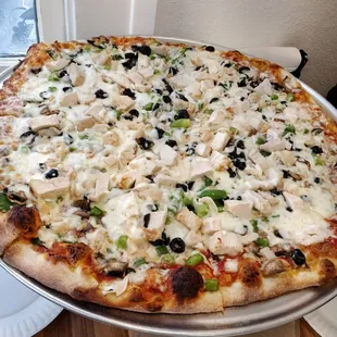 Veggie Pizza with Chicken added.