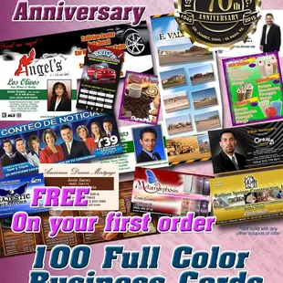 We offer full color business cards in any amount.