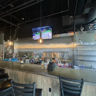the bar area of a sports bar