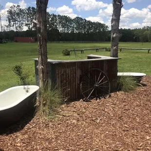 Bar set up has tubs available for drinks
